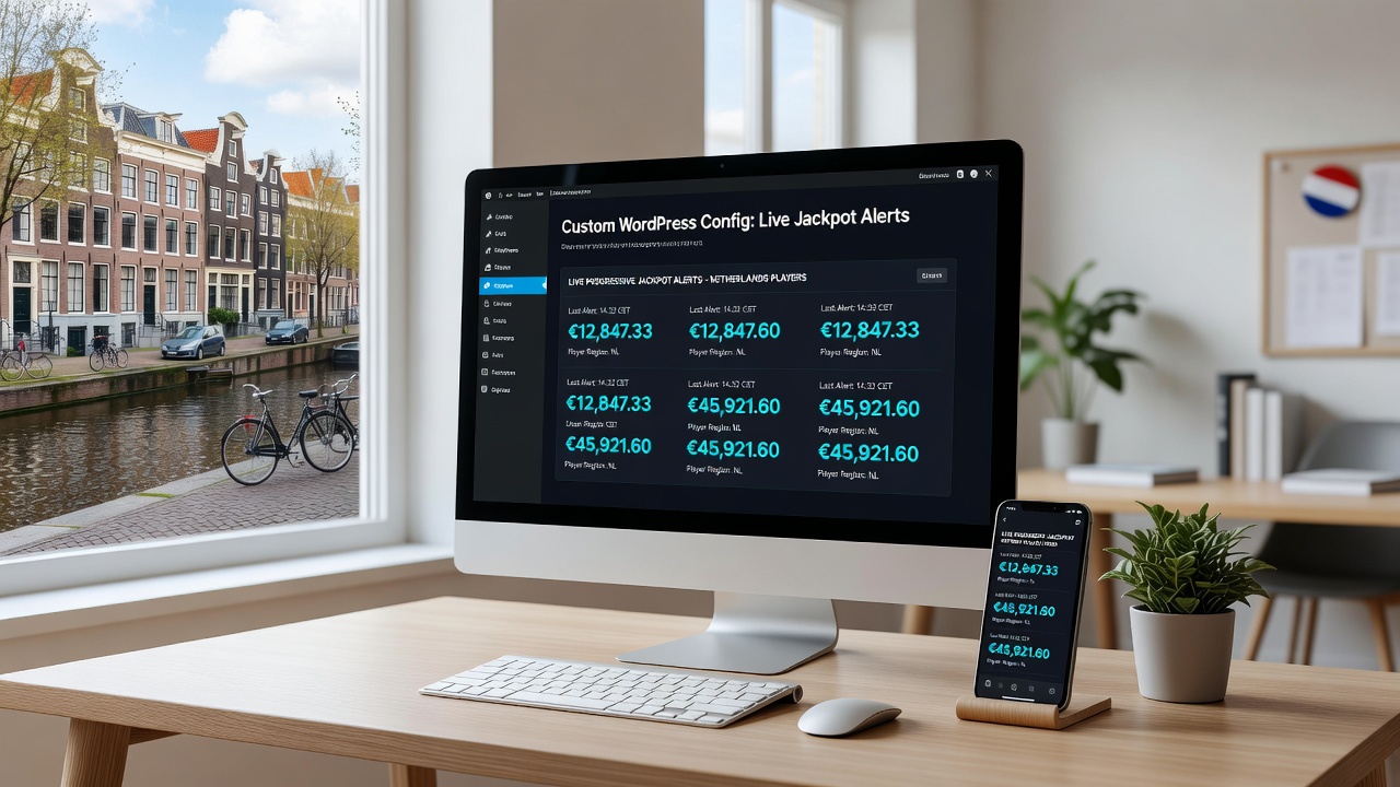 Overzicht van live jackpotmeldingen via aangepaste WordPress-systemen voor gebruikers in Nederland