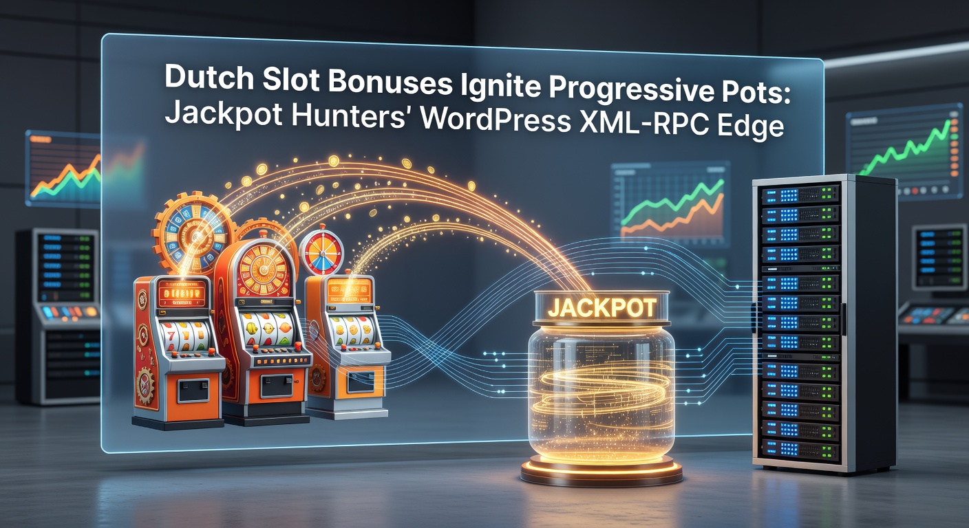 Schermafbeelding van een bruisende progressieve jackpot-meter op een Nederlandse WordPress-goksite, met XML-RPC-integratie zichtbaar in de achtergrondcode