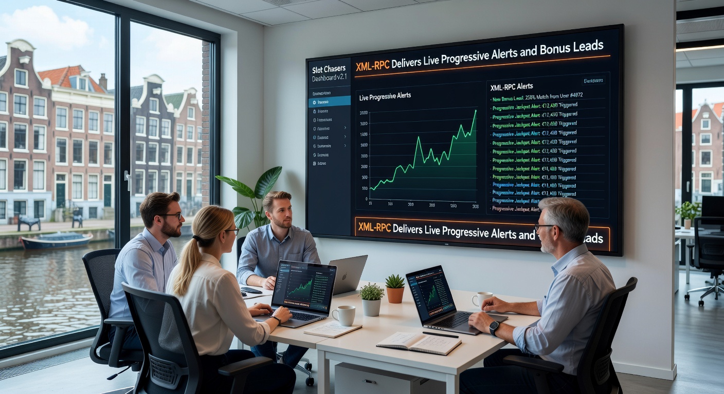 Schermafbeelding van een custom WordPress dashboard met live progressieve jackpot updates en XML-RPC integratie voor Nederlandse slotspelers