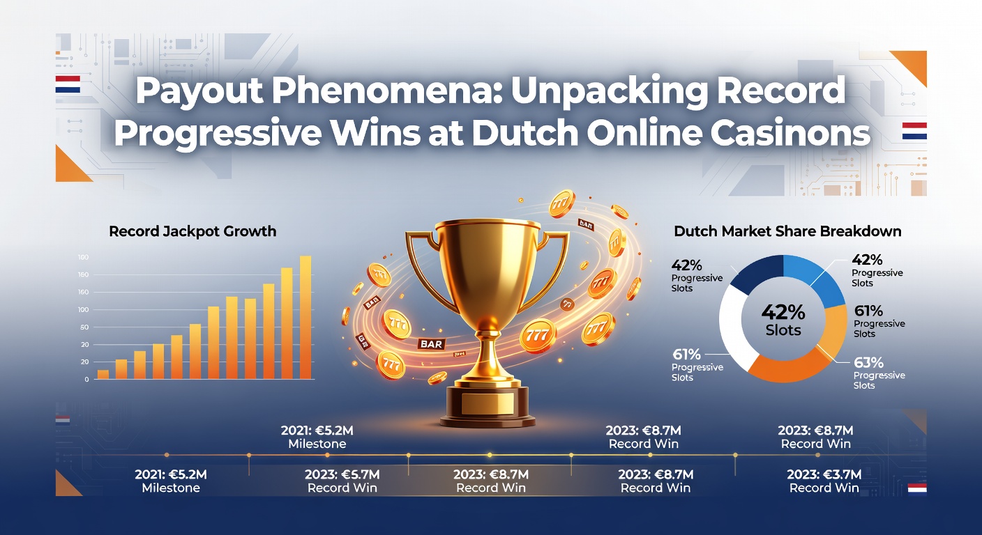 Grafiek met stijgende lijn van progressieve jackpotuitbetalingen in Nederlandse online casinos, met pieken bij recordwinsten