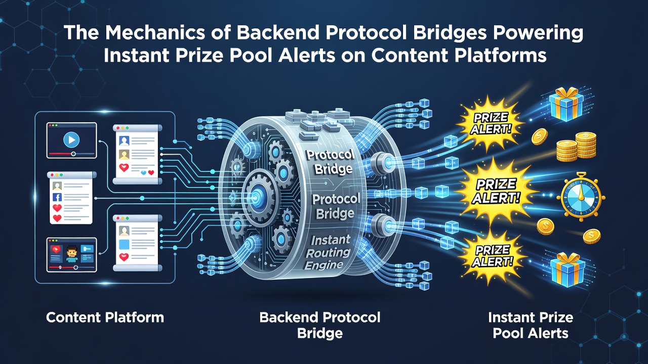 Illustratie van dataflow tussen protocolbruggen en Europese gaming content platforms