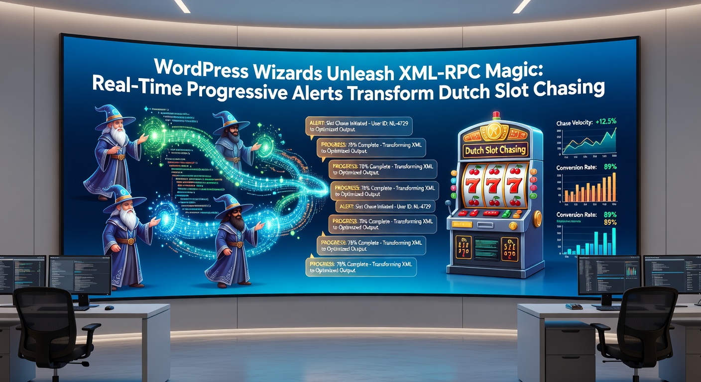Voorbeeld van een real-time progressieve jackpot ticker op een Nederlandse WordPress-blog, met XML-RPC data van live casino feeds