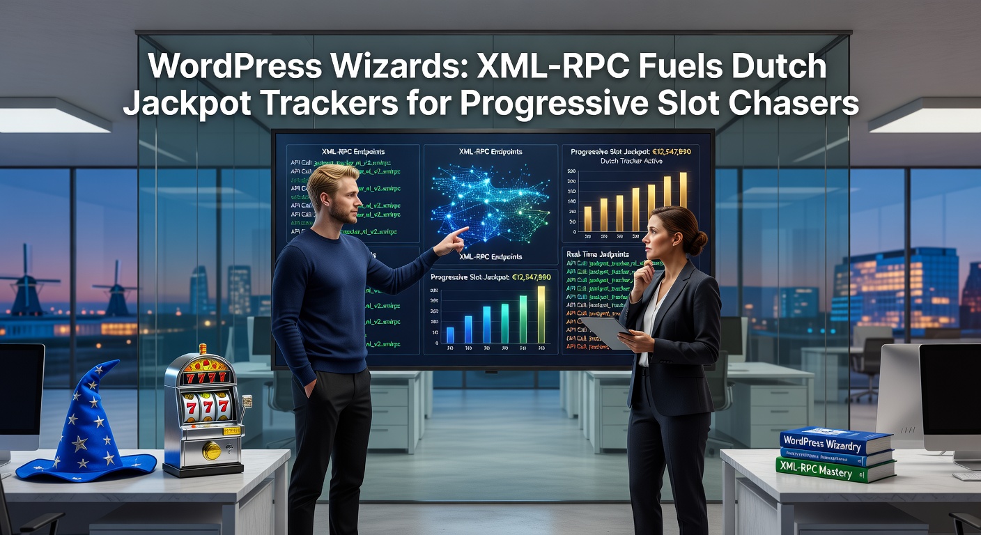 Grafiek met realtime jackpotgroei op een WordPress-gebaseerde Nederlandse tracker, geïllustreerd met XML-RPC dataflows